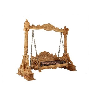 ไม้ธรรมชาติภาษาโปลิชคําแกะสลักมือ Swing สําหรับบ้าน Royal อินเดียสไตล์ไม้ Swing สําหรับ Living มือไม้สัก Swing สําหรับ Home - Product Image 1