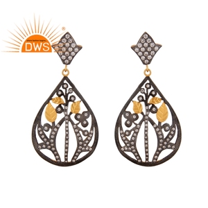 Boucles d'oreilles en zircon cubique de style vintage, bijoux en argent, fabricant de boucles d'oreilles de créateur - Product Image 1
