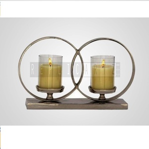 Candelabro de Metal y Vidrio Antiguo de Alta Calidad, Portavelas Decorativo para Velas de Té, Centro de Mesa para Sala de Estar, Cocina y Hogar - Product Image 2