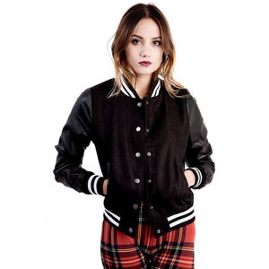 Mujeres satén bombardero acolchado manga larga algodón bombardero Varsity mujeres chaqueta - Product Image 5