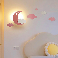 Étagère murale en bois de peuplier, 1 pièce, décor mural à Led doux et chaud, couleur chêne foncé, lune