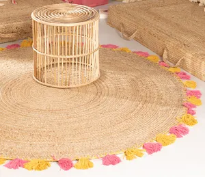 Hot Sale Trendy Tapijten Met De Hand Geweven Gevlochten Jute Katoenen Tapijten Gevlochten Jute Tapijt Voor Huishoudelijke Woonkamer