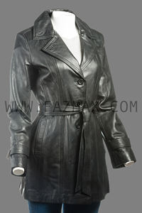 Genuine Leather Pea Coat <b>Jacket</b> - Product Image 6