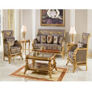 Meubles baroques antiques de pouces, ensemble de canapé entièrement sculpté pour salon, finition dorée sculptée à la main - Product Image 1