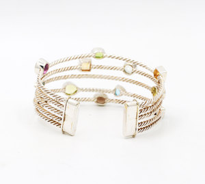 Pulseras hechas a mano de plata esterlina sólida 925 de cuarzo ahumado natural y piedras preciosas múltiples por el fabricante de joyas de memoria - Product Image 3