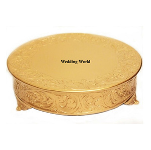 <b>Gold</b> Plated <b>Cake</b> Holder <b>Top</b> Class Quality Handmade New <b>Top</b> Selling <b>Cake</b> Stand Wedding And Event Use Round Shape <b>Cake</b> Stand - Product Image 1