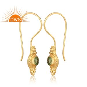 925เงินสีเหลืองทองชุบห้อยต่างหูเครื่องประดับธรรมชาติ Peridot พลอยต่างหูชาติพันธุ์ออกแบบเครื่องประดับผู้ผลิต - Product Image 2