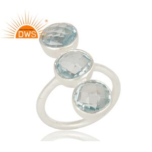 Bague en argent Sterling 925 pour filles, nouvelle création de bijoux, pierre précieuse Multi bleue, possibilité de vente en gros - Product Image 2