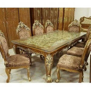 Juego de Mesa de Comedor de Madera Maciza Tallada a Mano de Estilo Europeo Moderno, Tamaño Personalizado, India - Product Image 1