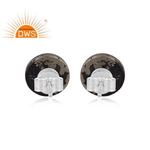 Boucles d'oreilles clous en argent sterling fin faites à la main avec doublet naturel et cristal Apache Gold – Fabricant de bijoux - Product Image 5