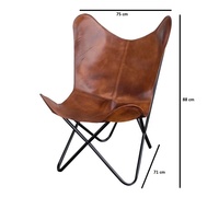 Chaise papillon en cuir à base pliable, vintage, moderne et de style,
