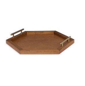 Ensemble de 2 plateaux de service en bois d'acacia fournisseur nouveau design plateau de service en bois fabricant de décoration de maison de luxe - Product Image 5