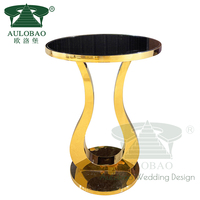 Meuble de décoration, support en acier inoxydable doré, plateau en verre, table à gâteau