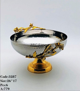 Tazones de Metal para Servir, Decoración con Hojas y Flores, Estilo Árabe, Color Plateado, Acabado Brillante, Aspecto Admirable, Venta al por Mayor - Product Image 3