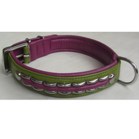Kalung dan Tali Anjing Kulit Asli Berkualitas Terbaik dari Produsen Langsung, Motif Solid Trendy, Empuk Super dengan Rivet, Multi-Warna