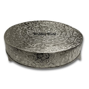 Soporte de aluminio niquelado para pastel, alta calidad, hecho a mano, de lujo, redondo, decorativo, de Metal - Product Image 6