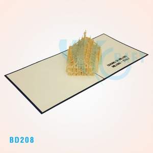 Top Tendance À La Main Vietnam Art Papier 3D Laser Cut Milan Cathédrale Pop Carte Meilleur Vendeur Cross-Style Artisanat Carte-Cadeau - Product Image 2