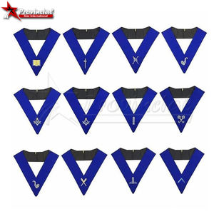 Conjunto de 12 Cintas de Moiré para Collar de Oficiales de Logia Masónica Azul, Tamaño Personalizado, Estilo EA, Tema Empresarial, Regalia Masónica - Product Image 1