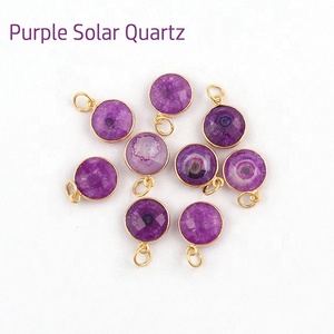 Fashion Gold Plated Natural <b>Purple</b> Solar Quartz Gemstone Bracelet Findings Elegant Pendant Connectors for Jewelry - Product Image 2