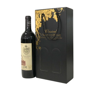Boîtes d'emballage en carton rigide pour whisky <span class=keywords><strong>champagne</strong></span>, pour whisky, vin rouge, luxueux et élégants, estampage à chaud, boîtes en carton noir, 2 bouteilles, 2020 - Product Image 2