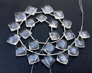 Pierre précieuse en cristal de Quartz naturel 23 pièces, perles de forme carrée à facettes, fabrication en gros, véritable, haute qualité - Product Image 2
