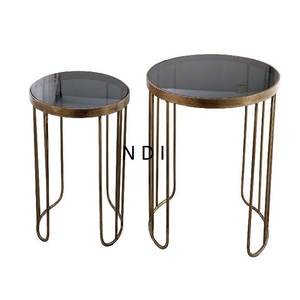 Mesa de centro de Metal más vendida con tapa de vidrio, mesa de centro de aluminio de diseño hecho a mano para muebles de Hotel y restaurante decorativos - Product Image 5
