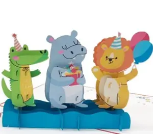 生日快乐动物3D弹出式贺卡越南制造礼品工艺品趋势产品最佳选择