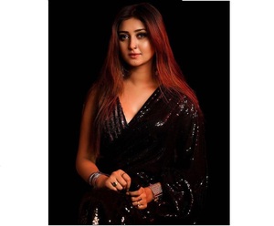 Georgette Saree-ropa de fiesta de diseño elegante, Color negro, la mejor calidad, con bordado de secuencia, funciona al por mayor, India - Product Image 1