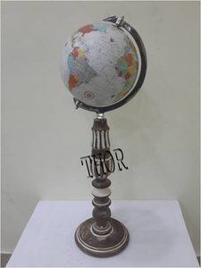 En forme de Globe rouge et blanc, carte du monde en rotation du Globe, socle blanc de haute qualité, articles de bureau - Product Image 3