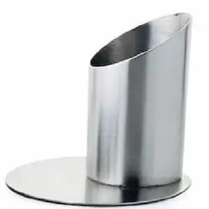 OVAL STAINLESS STEEL PENCIL HOLDER STATIONERY SINGLE STAND TABLETOP ORGANIZER BOX PEN HOLDER