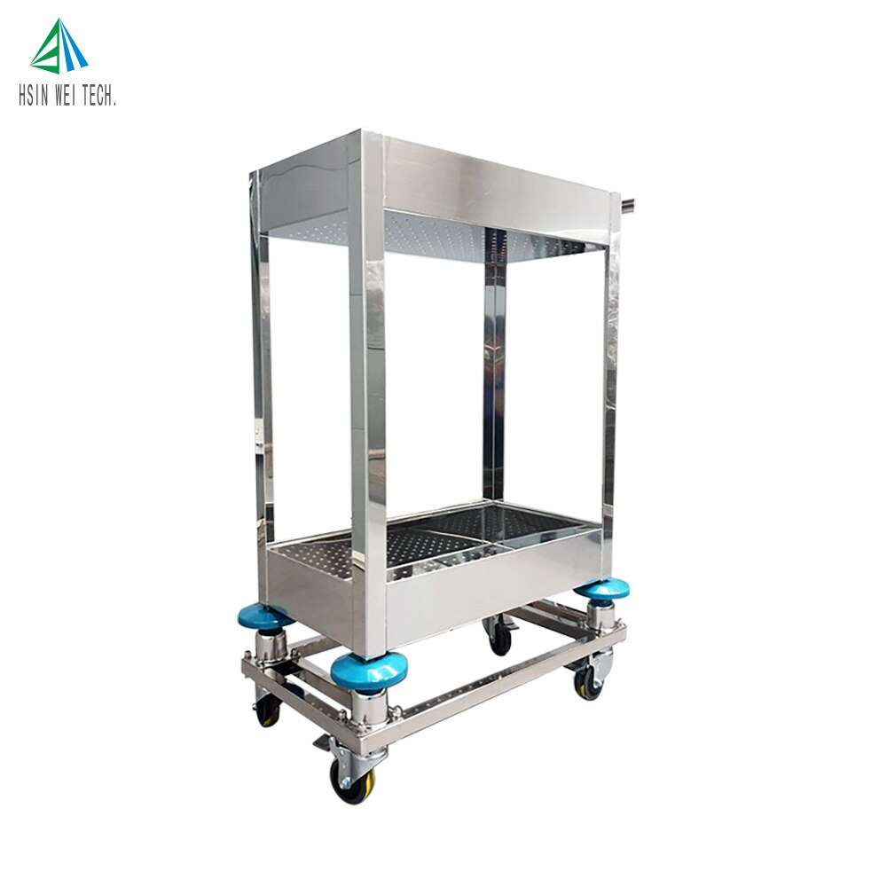 4 wheel 2 tier work trolleys with silver