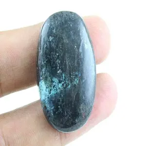 Güzel 1 parça doğal Moss kiyanit pürüzsüz Oval Cabochon takı yapma taş koleksiyonu tarzı kesim toptan