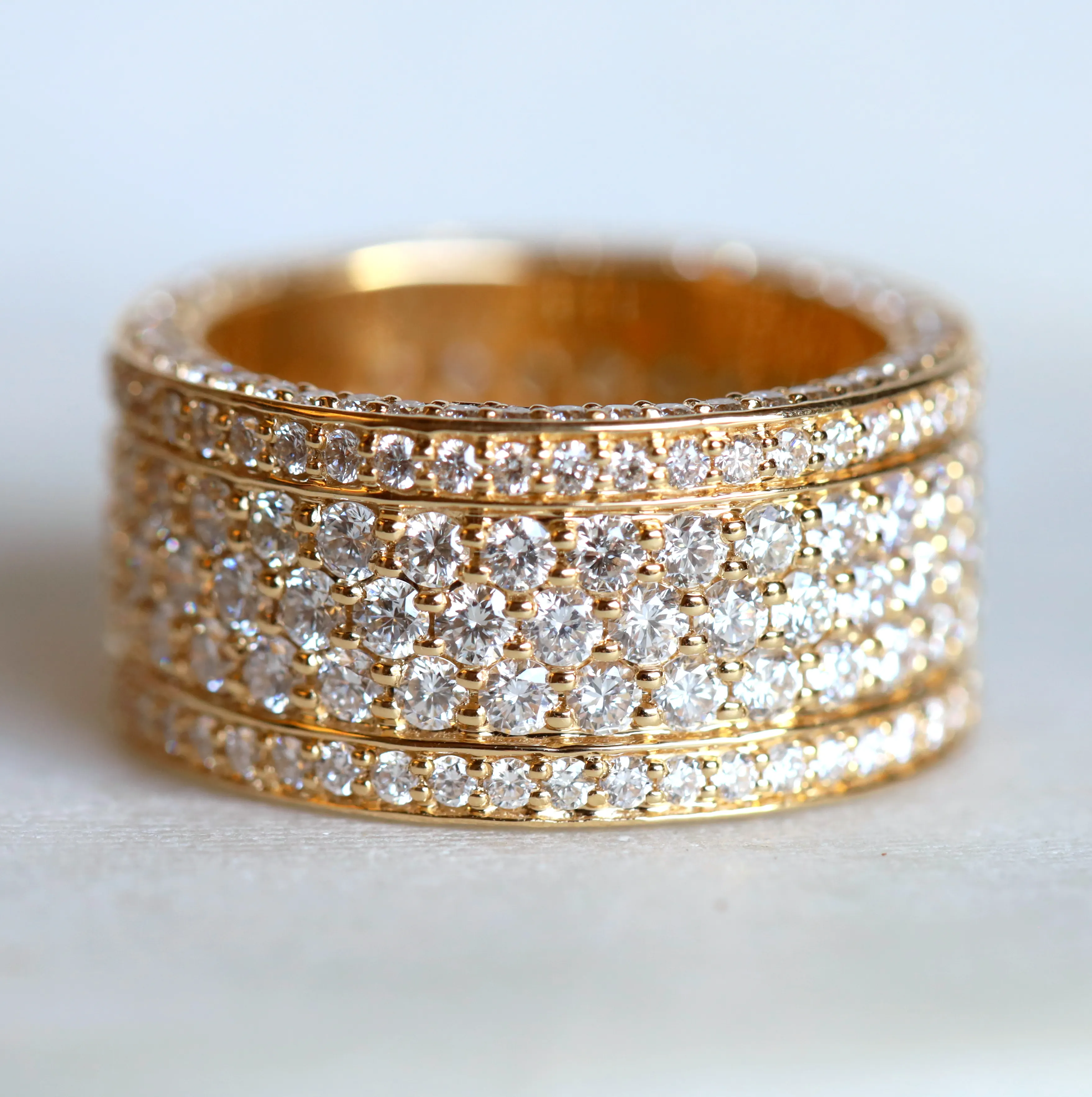 Natural Diamond and Gold Ring Diamond Wedding Band For Men Chunky Ring For Men