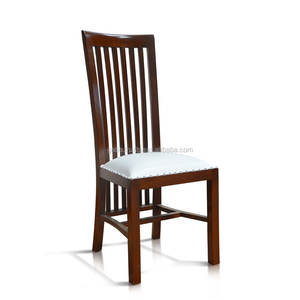 Chaise d'appoint en teck massif Bolero avec siège en cuir brun pour salle à manger, mobilier de maison - Product Image 2