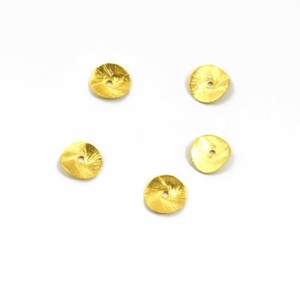 <b>Brushed</b> Gold Plated <b>Round</b> Wavy Disc Bead Spacers - Product Image 4