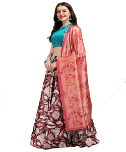 Travail d'impression de feuille de coton de concepteur lehenga choli avec le travail d'impression numérique dupatta vêtements de mariage prix de gros vêtement ethnique - Product Image 4