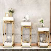 Support de fleurs en acier inoxydable, écologique et durable, style américain, multi-usages, étagère de sol pour jardin, maison, pépinière, vente en gros