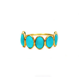ธรรมชาติArizona Turquoiseอัญมณี9Kทองคำขาวงานแต่งงานแหวนเครื่องประดับขายส่ง - Product Image 1