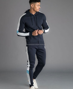 Nuevo y elegante traje de sudor personalizado para hombre con cremallera lisa de algodón a granel chándal transpirable con rayas - Product Image 2