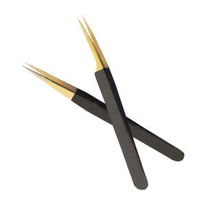 Ensemble de pinces à épiler professionnelles personnalisées en acier inoxydable noir et or avec diverses options de couleur à pointe pointue - Product Image 2