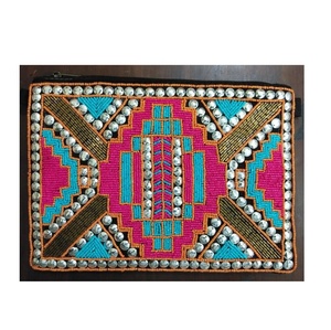 Bolso de Mano Tipo Hobo de Diseño para Mujer, Bordado, Hecho a Mano, Estilo Bohemio Indio, de Yute, Multicolor, para la Noche o Compras - Product Image 5