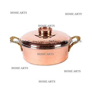 จานอุ่นอาหารทำจากทองแดงแบบทุบสำหรับเสิร์ฟพร้อมที่จับดีไซน์เนอร์ - Product Image 3