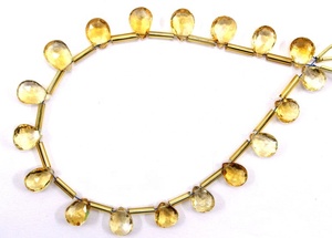 1 Strand Natural Yellow <b>Citrine</b> Gemstone Faceted Pear Shape Briolette Beads for Jewelry Making Bracelet Necklace - Product Image 2