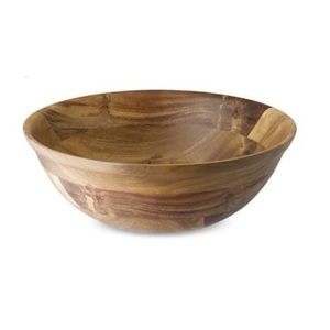 Nouveau Design de bol en bois de forme ronde de couleur marron fini en bois poli bol de service décoratif et serveur - Product Image 3