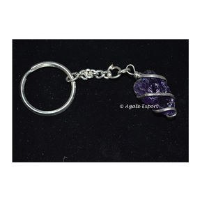 Fabriqué à la main de Pierres Précieuses Améthyste De Haute Qualité Fil Porte-clés - Product Image 1