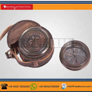 <b>Antiqued</b> Brass Pocket <b>Compass</b> with Leather Case High Quality Navigation <b>Compass</b> for Camping Outdoor Activities Travel and Gift - Product Image 3
