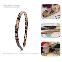 Bandeau rétro à fermeture éclair, dents antidérapantes, en acétate, couleur de coque craquelée, motif léopard tortue, à étroit, 1CM,