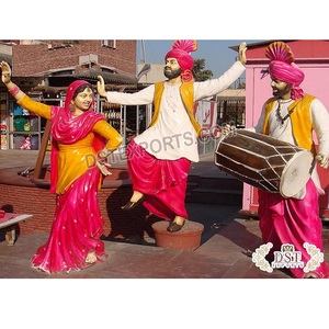 Punjabi-estatua tradicional de baile para bodas, decoración de Punjabi, decoración de estatuas de fibra, decoración de Punjabi, cultura de Punjabi FRP para eventos - Product Image 1