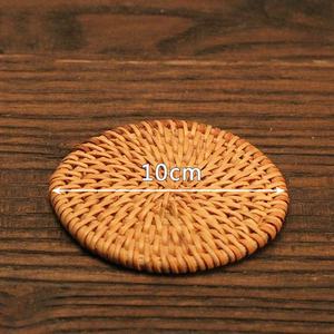 Eco-Friendly 6 PCS Classic Round Drink Rattan <b>Coasters</b> <b>Set</b> with <b>Placemat</b> Pad for Kitchen Table Decorations & Home Use - Product Image 4