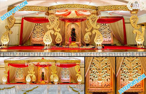 Magnifique mariage en fibre papillon Mandap Look chic mariage indien Mandap magnifique or fibre sculpté meilleur mariage Mandap vente Royaume-Uni - Product Image 3